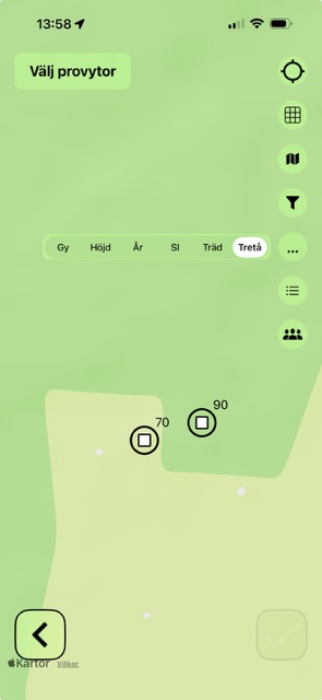 Tretåpoäng på karta