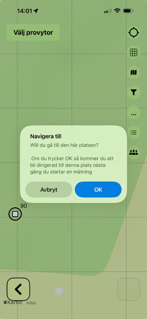 Navigera till provyta