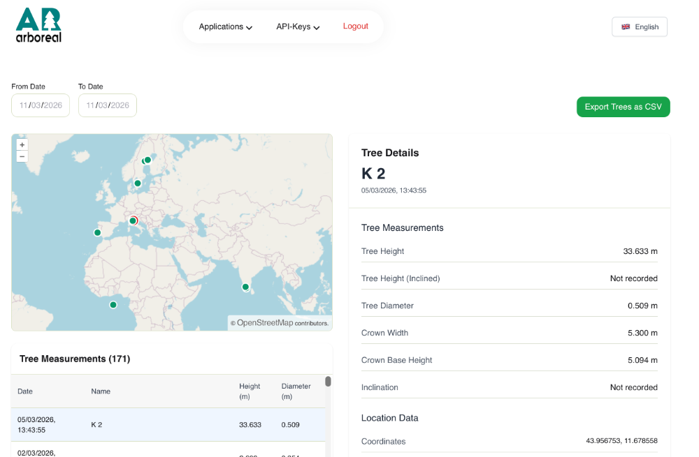 All data synkas till molnet och finns tillgänglig för nedladdning. Vi erbjuder även REST API:er för integration med dina egna system.